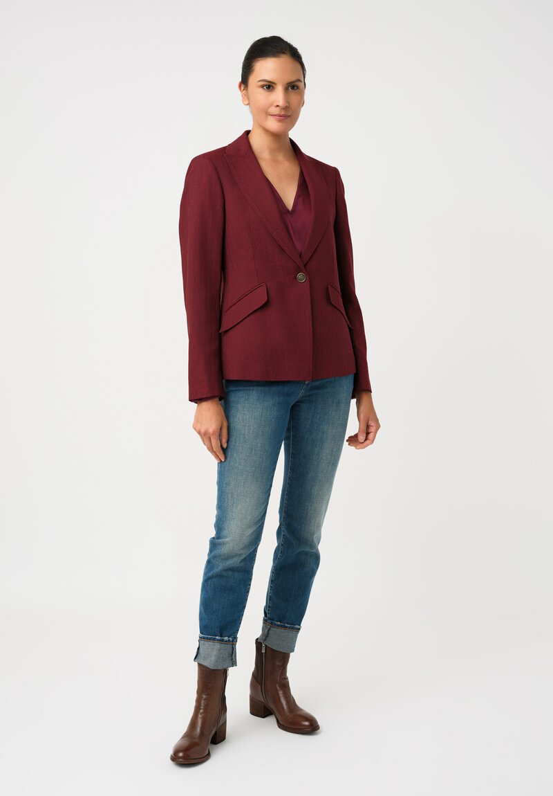 Etro Tonal Jacquard Woven Peak Lapel Blazer