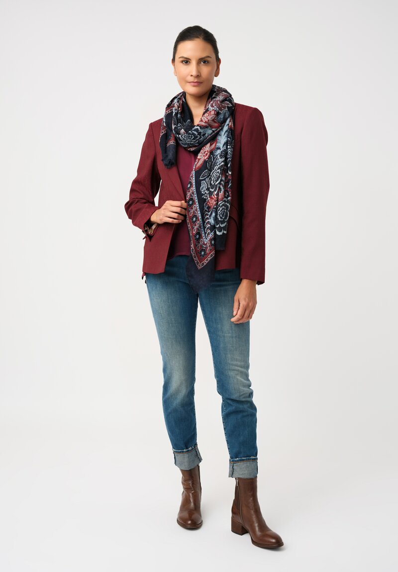 Etro Tonal Jacquard Woven Peak Lapel Blazer