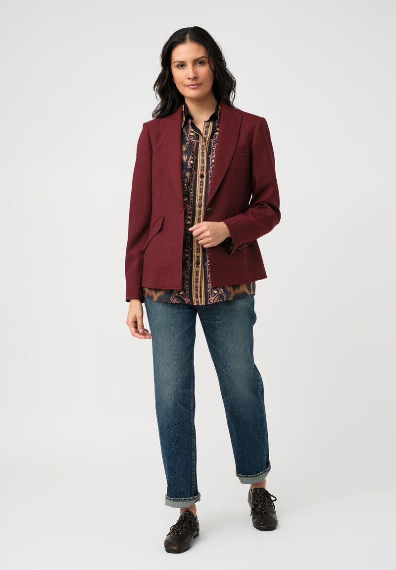 Etro Tonal Jacquard Woven Peak Lapel Blazer