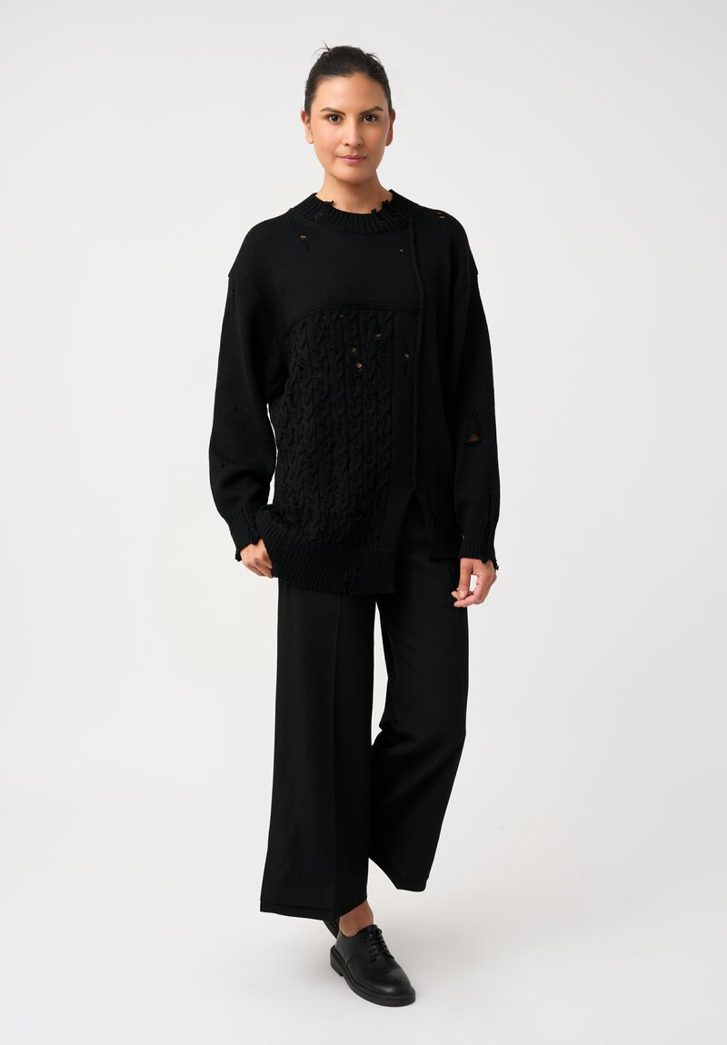 rmxeeiiii様 Yohji Yamamoto Paneled Distressed Knit Ex-Boyfriend Crew
