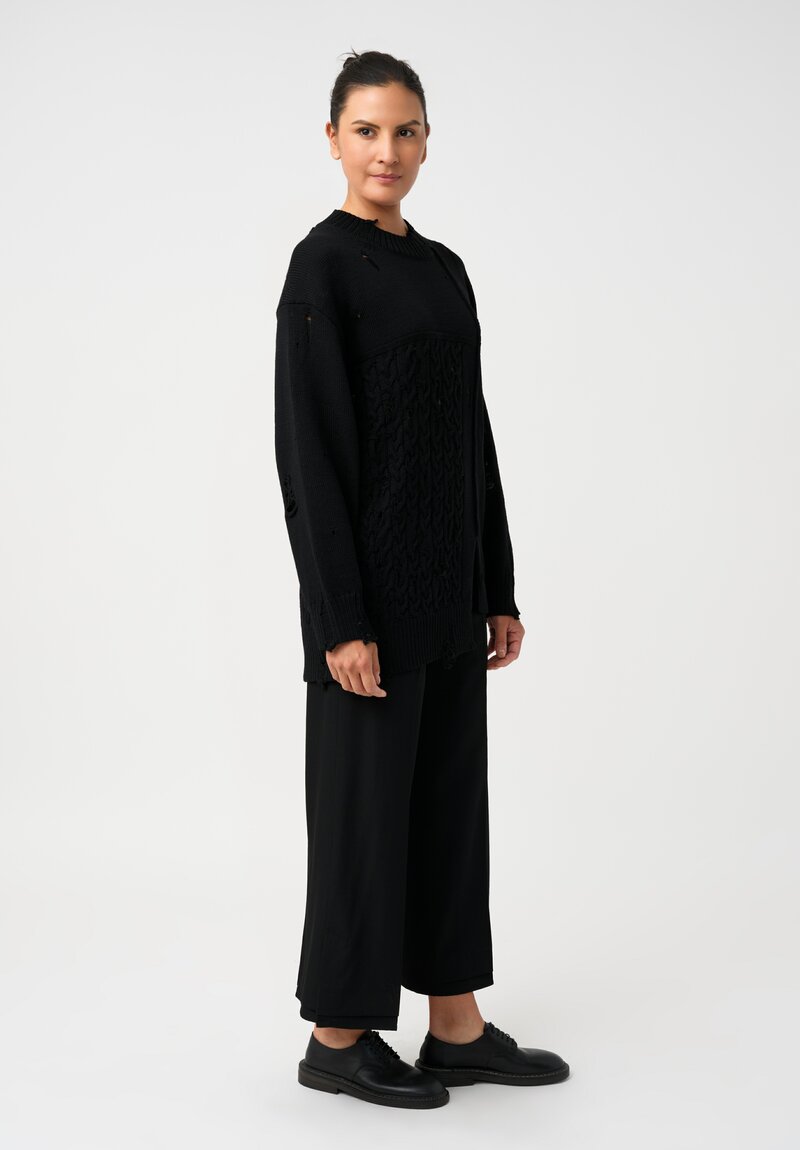 Yohji Yamamoto Shredded Detail Ex-Boyfriend Crew Neck Sweater