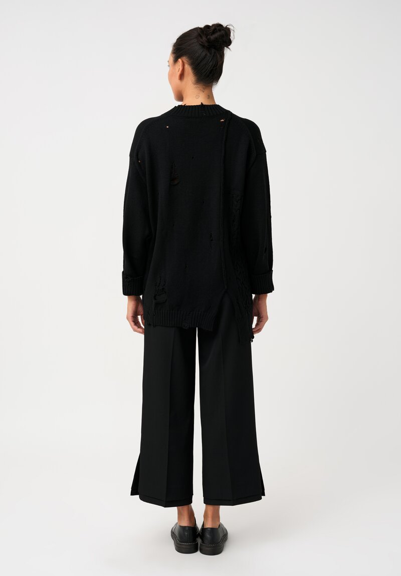Yohji Yamamoto Shredded Detail Ex-Boyfriend Crew Neck Sweater