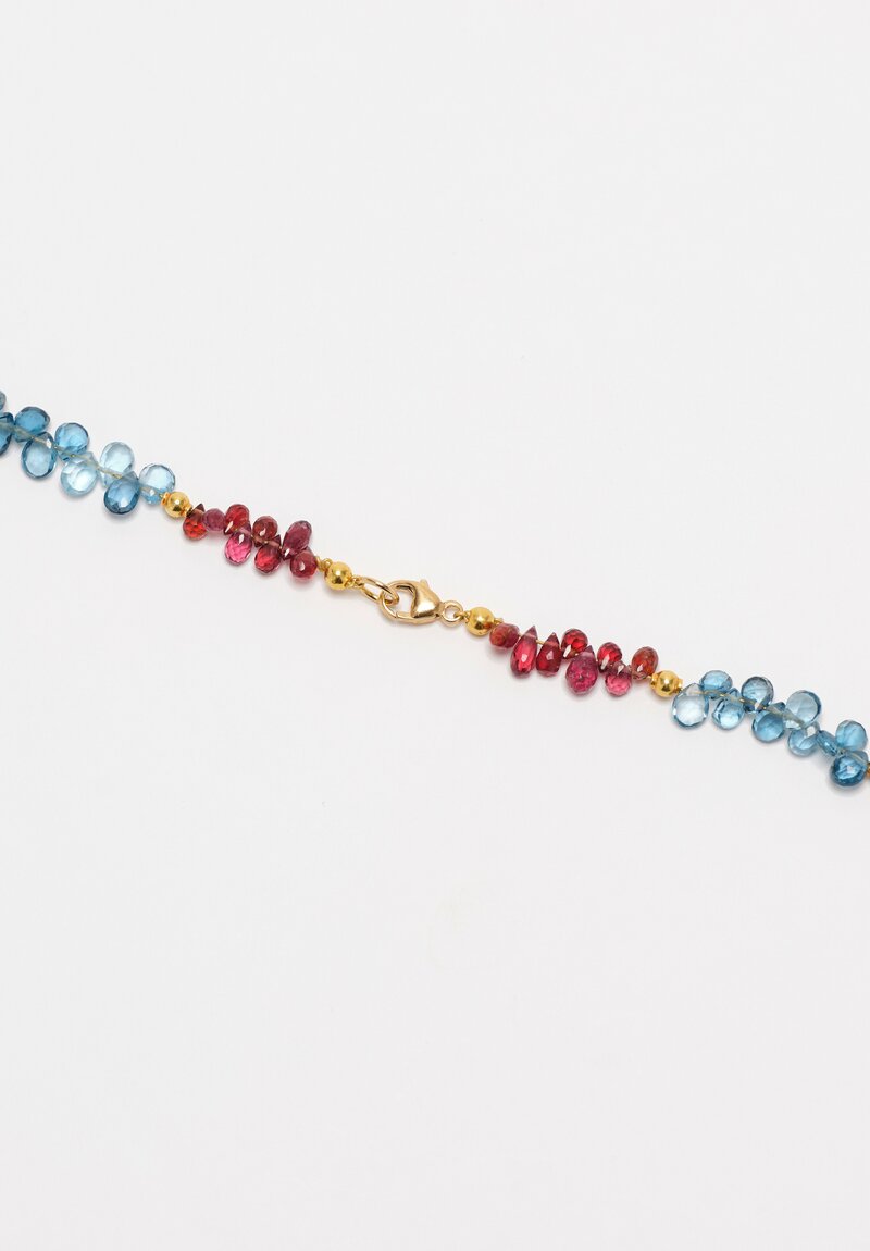 Greig Porter 18K Graduated Rounds, Spinel & Topaz Briolette Beaded Necklace 18.5"