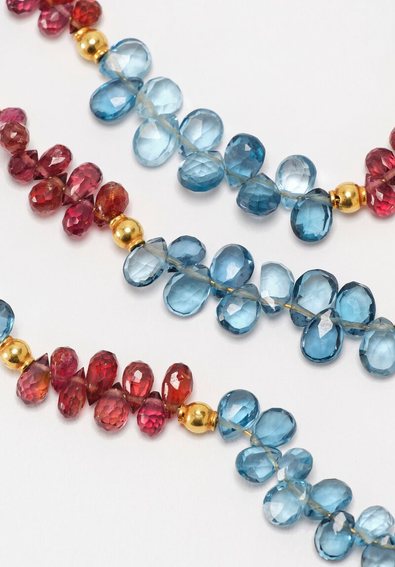 Greig Porter 18K Graduated Rounds, Spinel & Topaz Briolette Beaded Necklace 18.5"