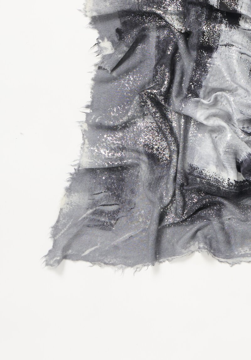 Avant Toi Laminated Silk Cashmere Quadrello Iconic Marbled Scarf