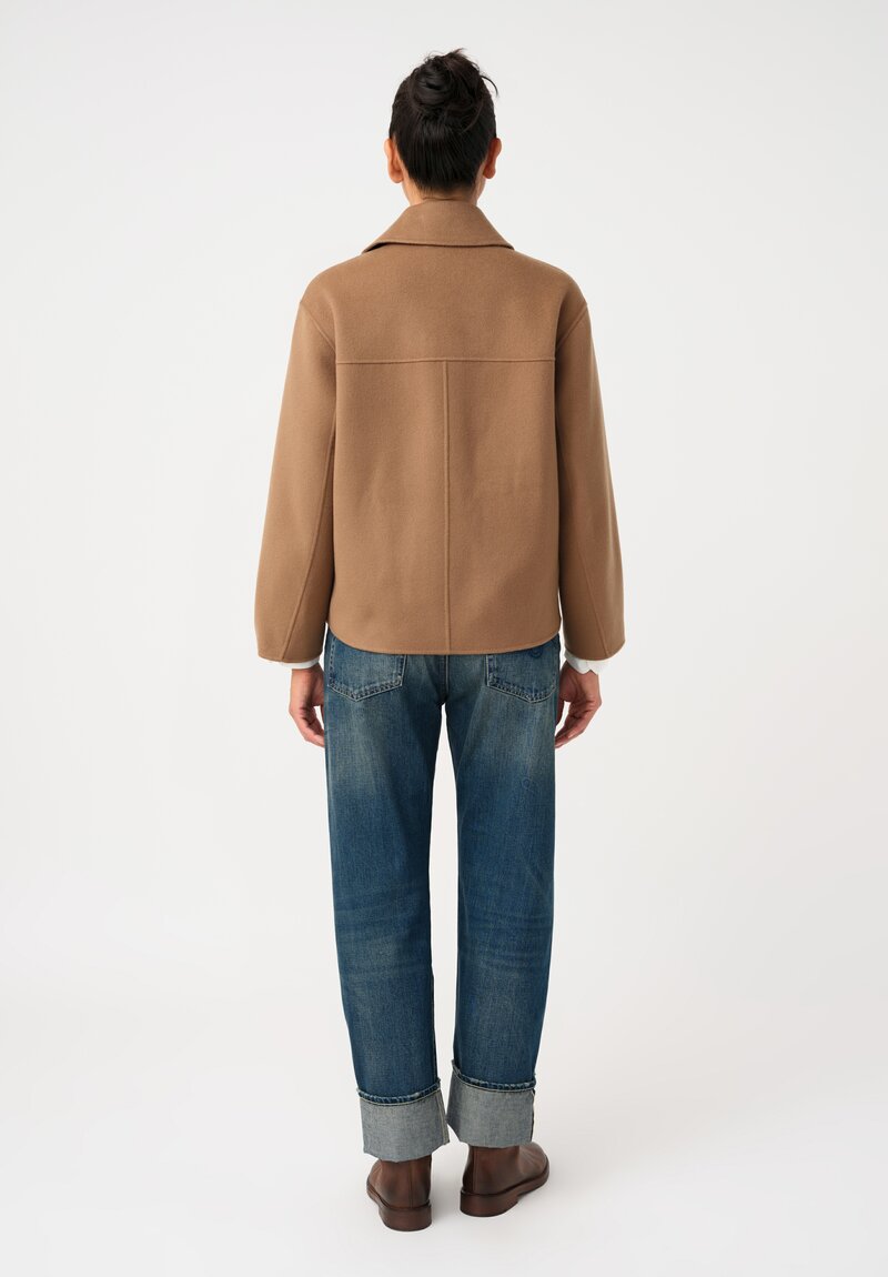 'S Max Mara Carolina Double-Breasted Belted Jacket with Point Collar in Camel Brown