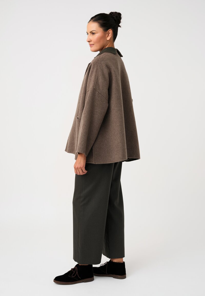Daniela Gregis Double-Faced Cashmere Gladiolo Jacket in Taupe Brown & Green