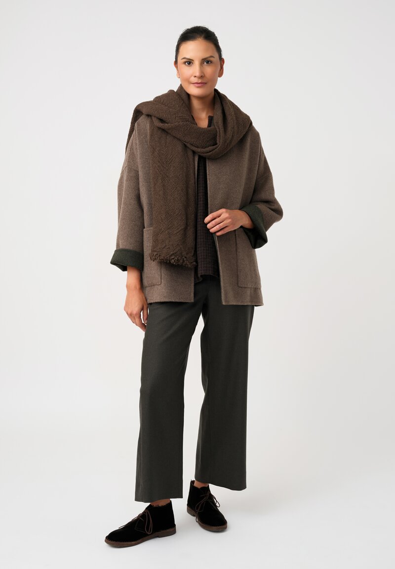 Daniela Gregis Double-Faced Cashmere Gladiolo Jacket in Taupe Brown & Green