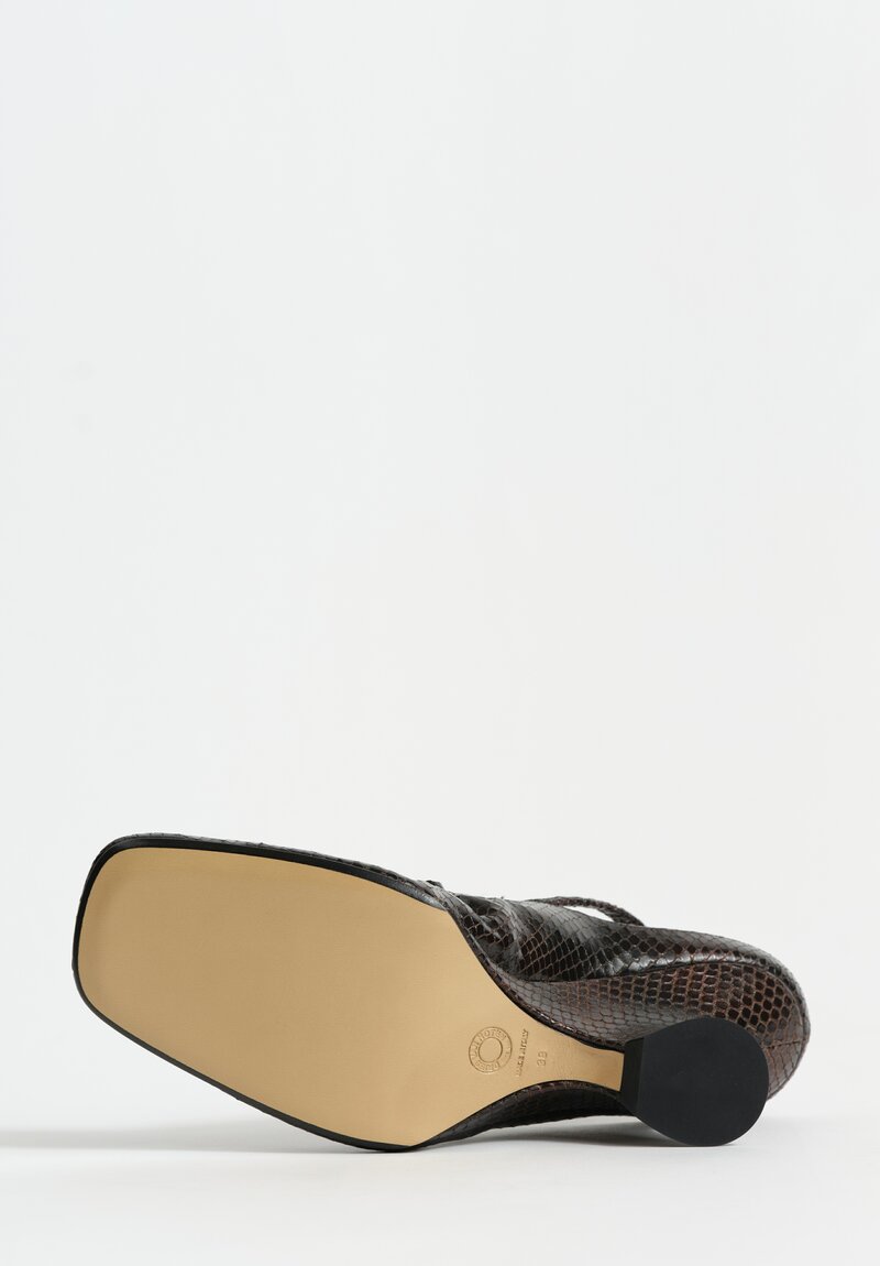 Dries Van Noten Calf & Lamb Leather Snakeskin-Effect Sculptural Wedge Slingbacks