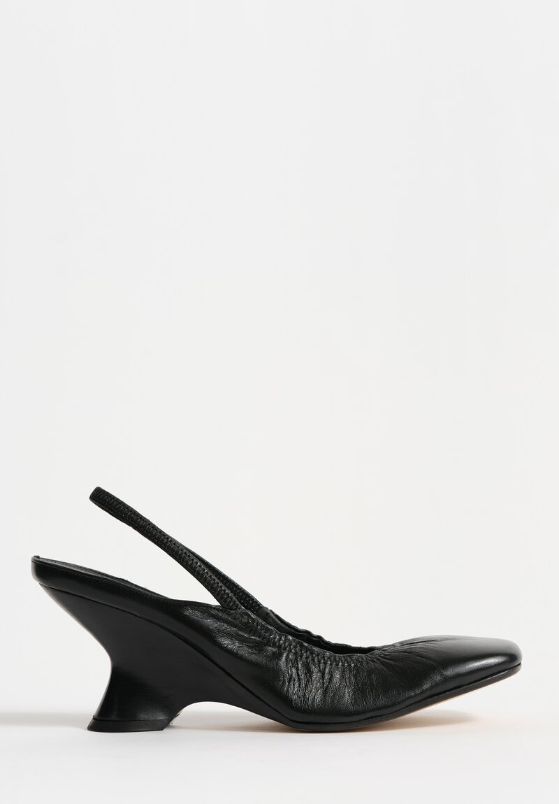 Dries Van Noten Calf & Lamb Leather Sculptural Wedge Slingbacks