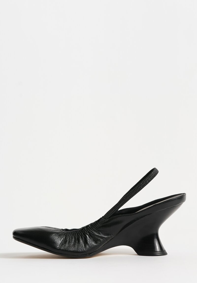 Dries Van Noten Calf & Lamb Leather Sculptural Wedge Slingbacks