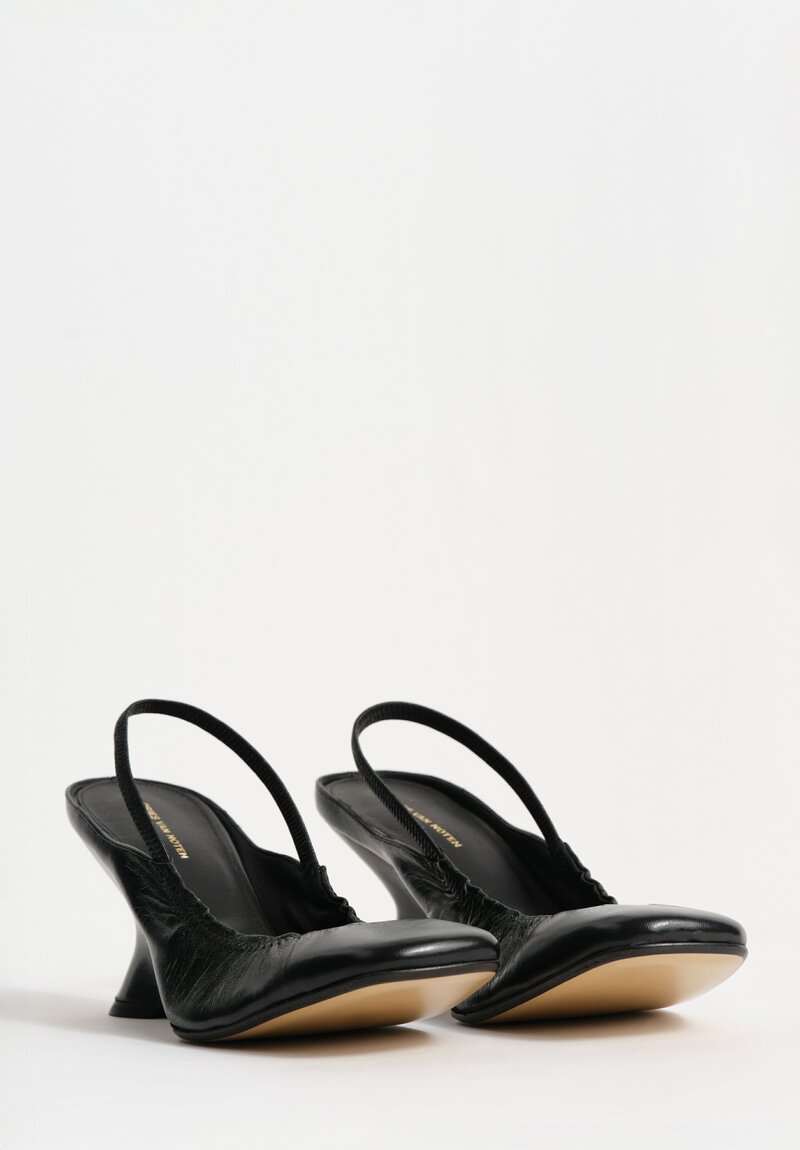 Dries Van Noten Calf & Lamb Leather Sculptural Wedge Slingbacks
