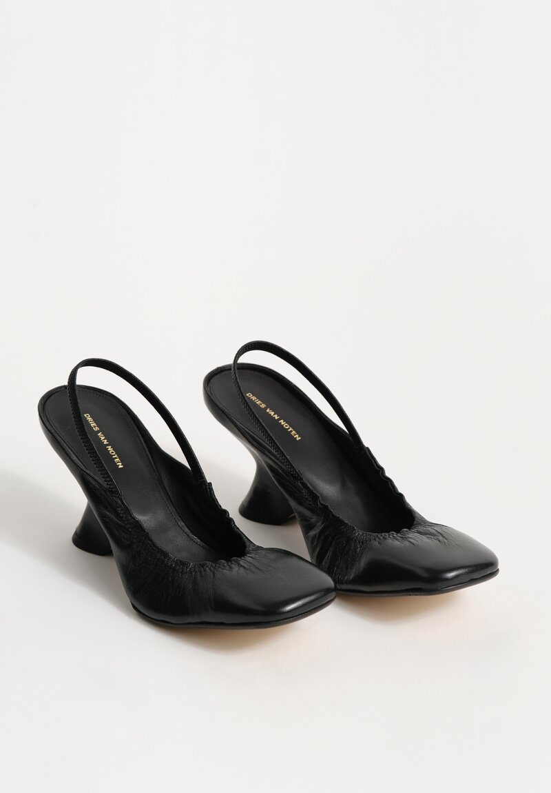 Dries Van Noten Calf & Lamb Leather Sculptural Wedge Slingbacks