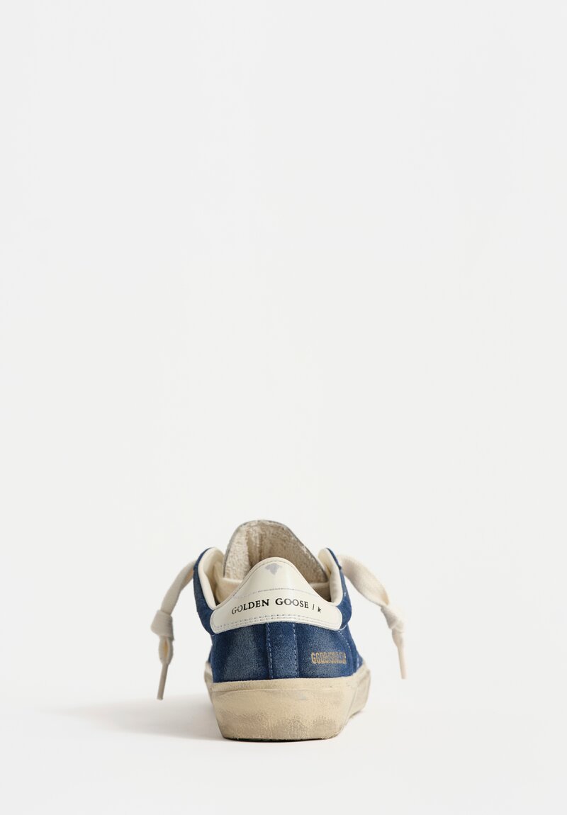 Golden Goose Suede Leather Soul-Star Low-Top Sneakers in Dark Blue & White	