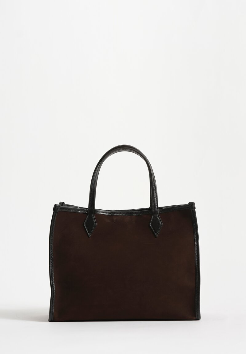 Métier Nubuck & Buffalo Leather Chameleon 30 Tote Bag Chocolate Brown & Black