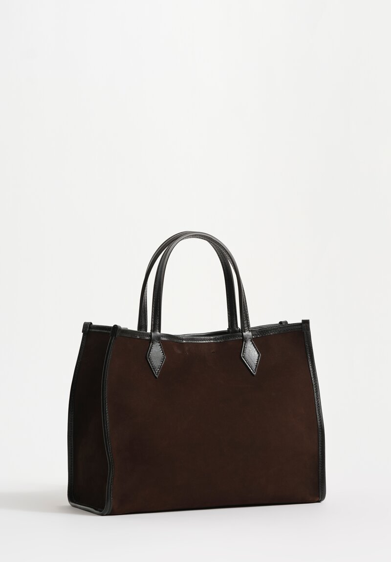 Métier Nubuck & Buffalo Leather Chameleon 30 Tote Bag Chocolate Brown & Black