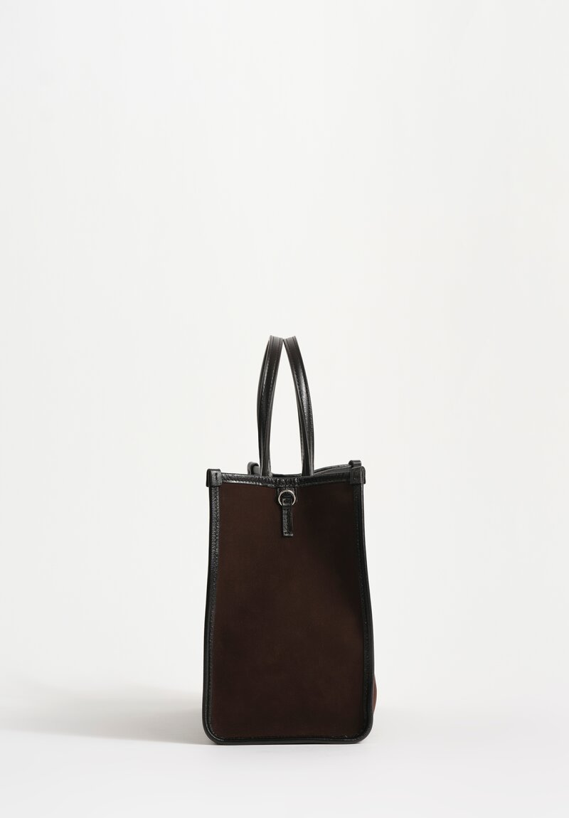 Métier Nubuck & Buffalo Leather Chameleon 30 Tote Bag Chocolate Brown & Black