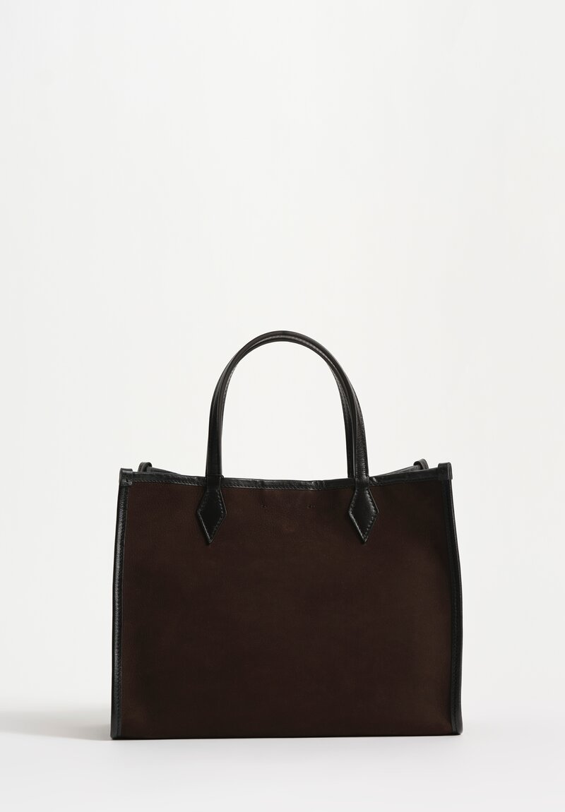 Métier Nubuck & Buffalo Leather Chameleon 30 Tote Bag Chocolate Brown & Black