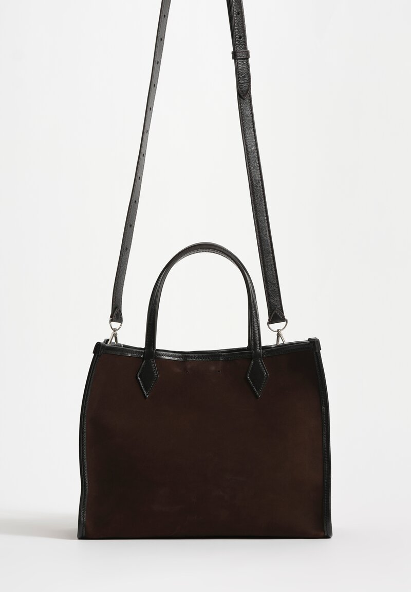 Métier Nubuck & Buffalo Leather Chameleon 30 Tote Bag Chocolate Brown & Black
