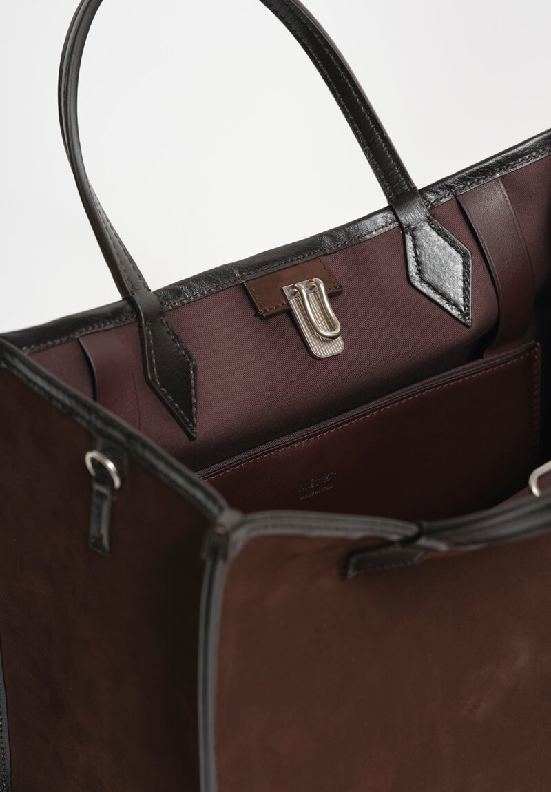 Métier Nubuck & Buffalo Leather Chameleon 30 Tote Bag Chocolate Brown & Black