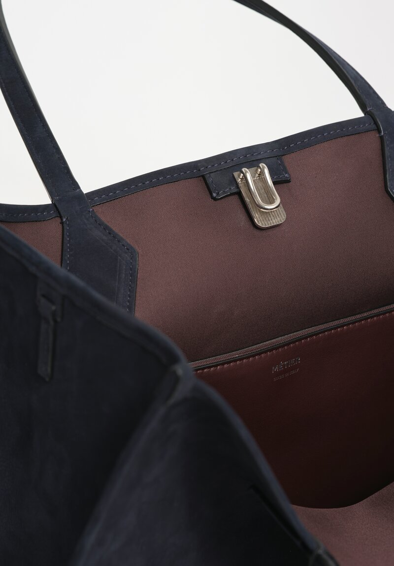 Métier Calfskin Nubuck Leather Chameleon 41 Tote Bag Navy Sapphire