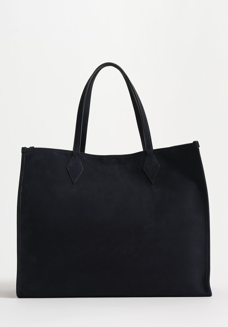 Métier Calfskin Nubuck Leather Chameleon 41 Tote Bag Navy Sapphire