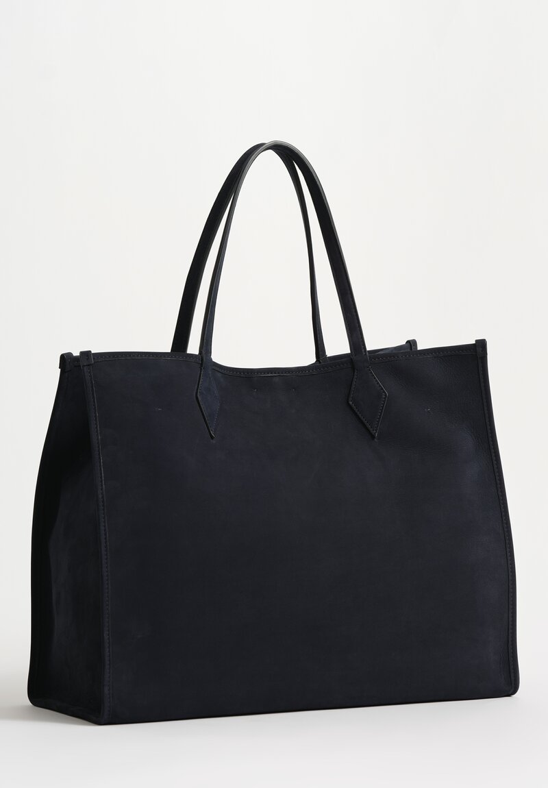 Métier Calfskin Nubuck Leather Chameleon 41 Tote Bag Navy Sapphire