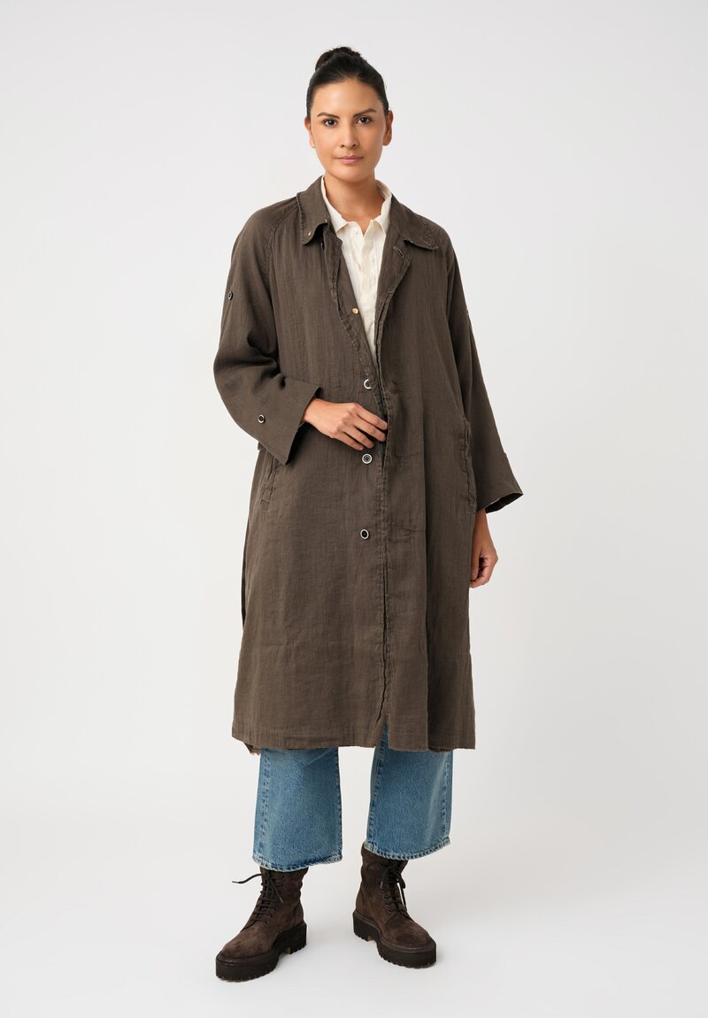 Cottle Hemp & Cotton "Sand Beach" Balmacaan Coat in Ashen Brown