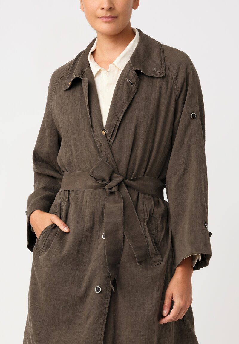 Cottle Hemp & Cotton "Sand Beach" Balmacaan Coat in Ashen Brown