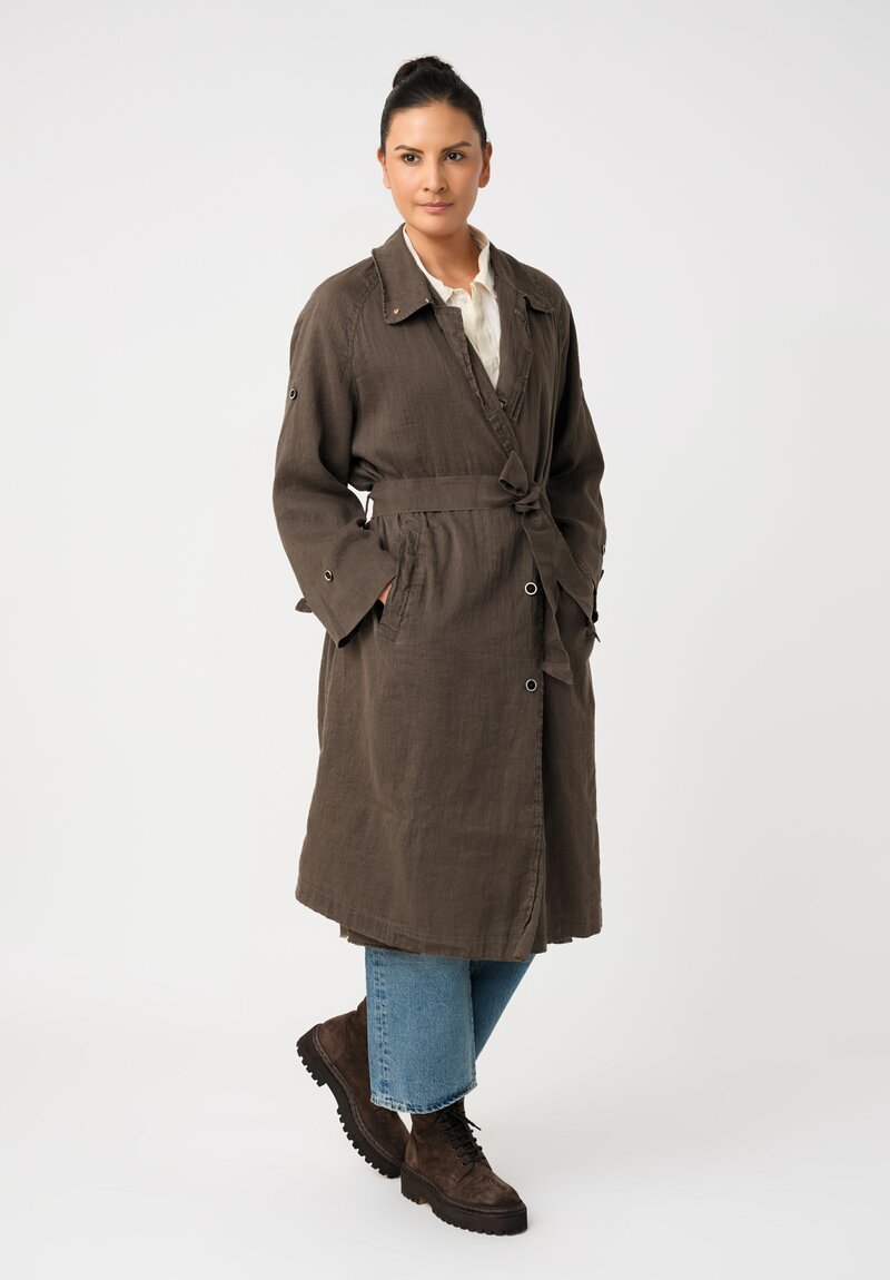 Cottle Hemp & Cotton "Sand Beach" Balmacaan Coat in Ashen Brown