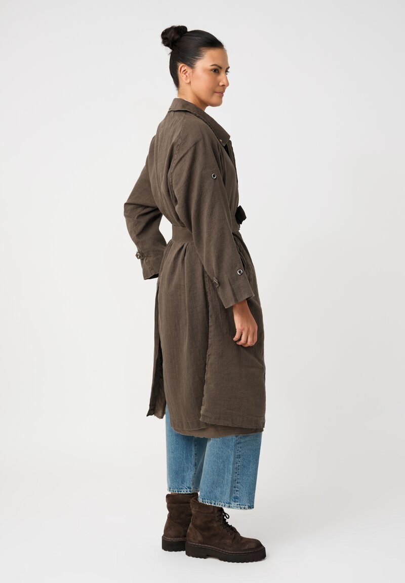Cottle Hemp & Cotton "Sand Beach" Balmacaan Coat in Ashen Brown