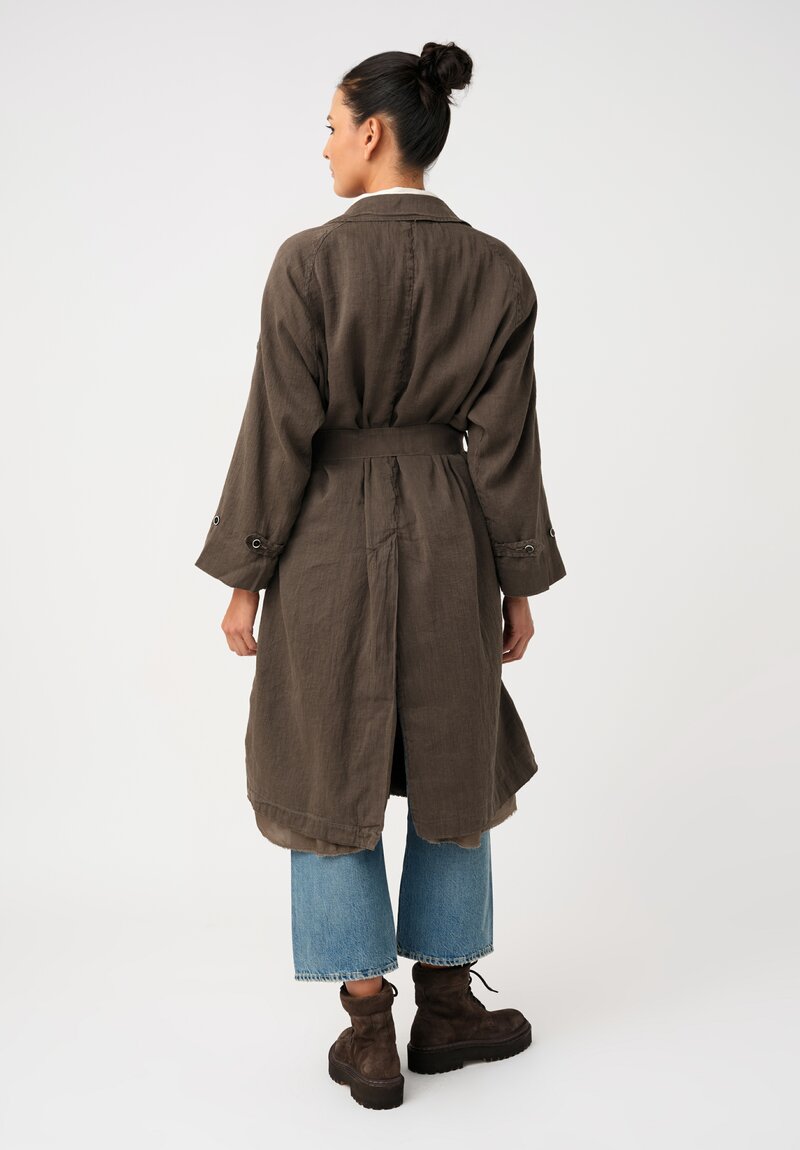 Cottle Hemp & Cotton "Sand Beach" Balmacaan Coat in Ashen Brown