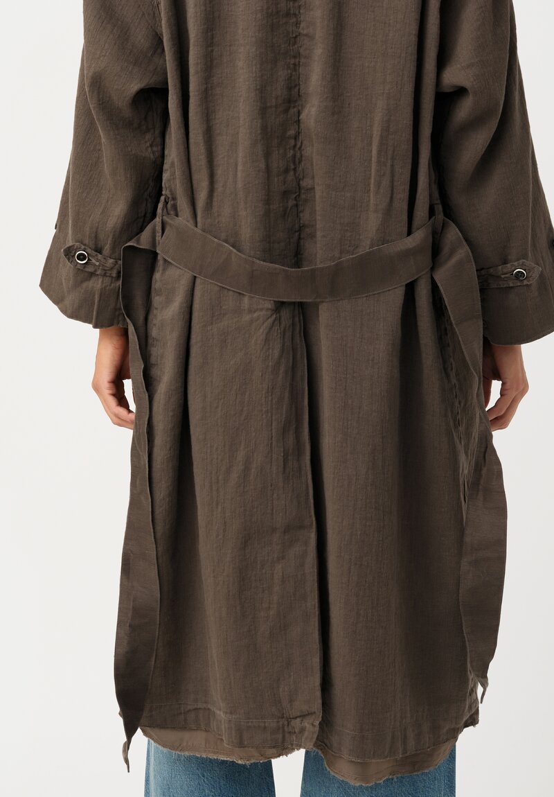 Cottle Hemp & Cotton "Sand Beach" Balmacaan Coat in Ashen Brown