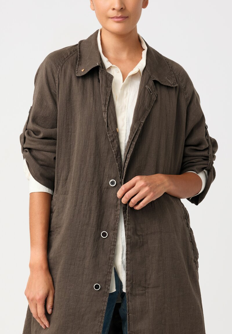 Cottle Hemp & Cotton "Sand Beach" Balmacaan Coat in Ashen Brown