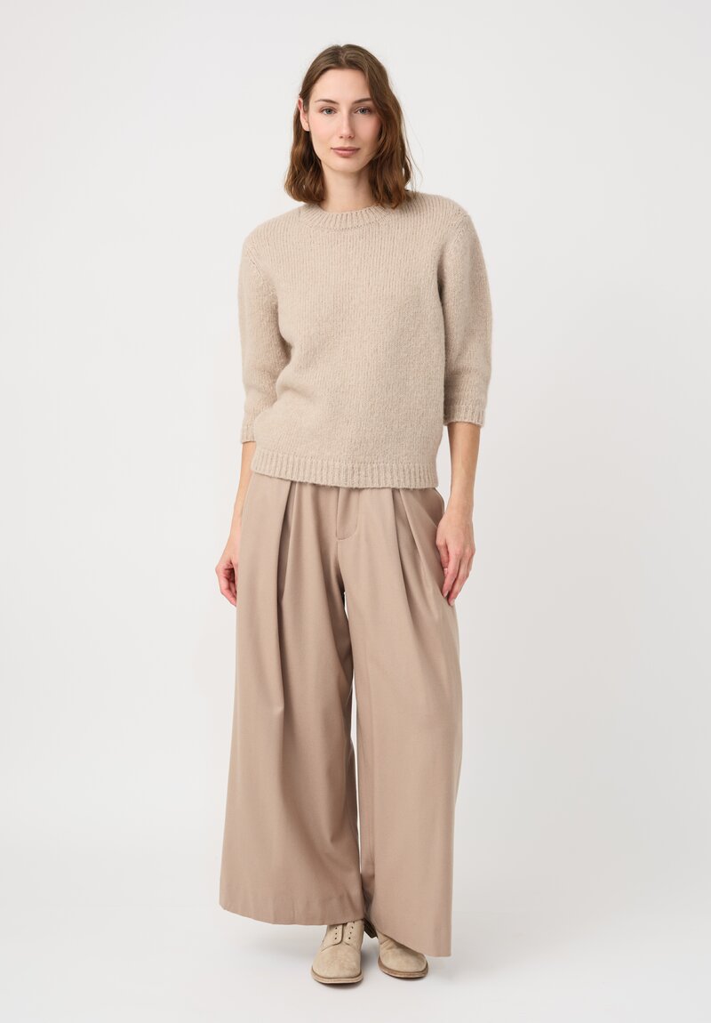 Lauren Manoogian Suri Alpaca & Pima Cotton Hand-Loomed Loft Crew Neck Sweater in Natural Antique