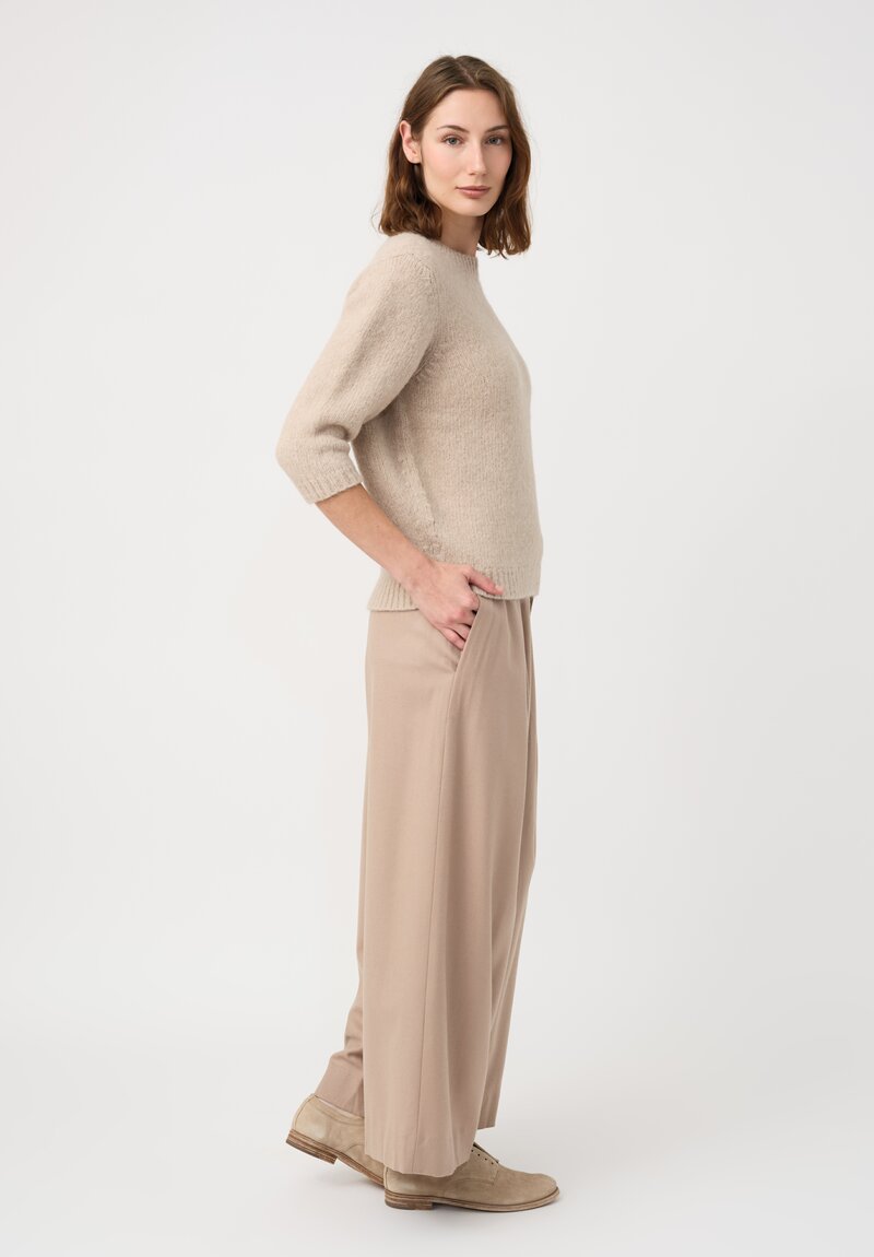 Lauren Manoogian Suri Alpaca & Pima Cotton Hand-Loomed Loft Crew Neck Sweater in Natural Antique