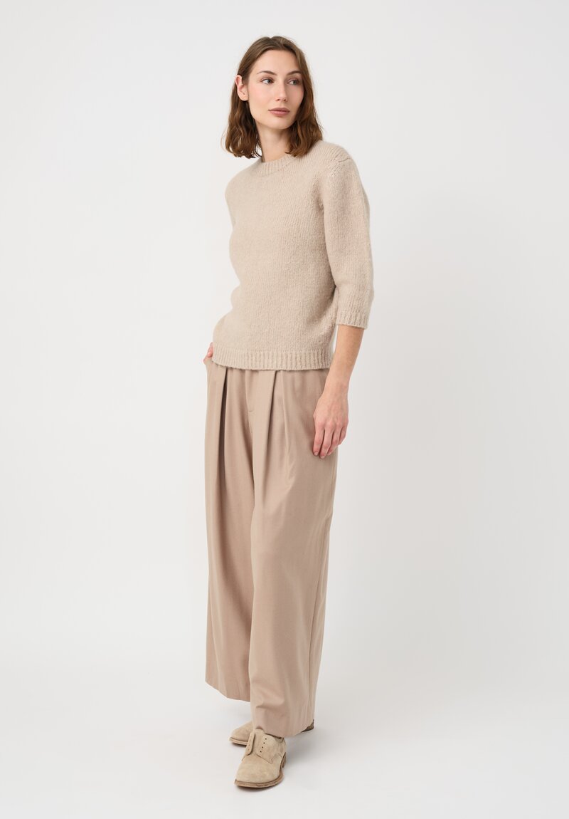 Lauren Manoogian Suri Alpaca & Pima Cotton Hand-Loomed Loft Crew Neck Sweater in Natural Antique