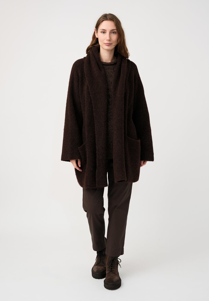 Lauren Manoogian Baby Alpaca Hand-Knit Rolled Neck Sweater in Heather Brown