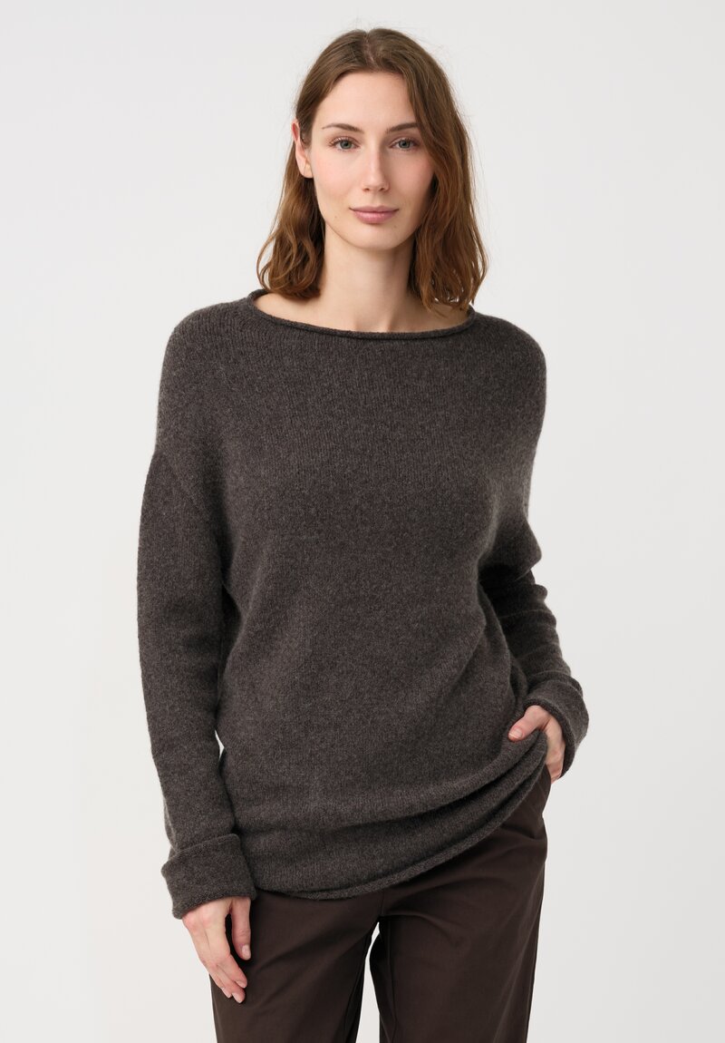 Lauren Manoogian Super Baby Alpaca Cashmere Rolled Edge Boatneck Sweater