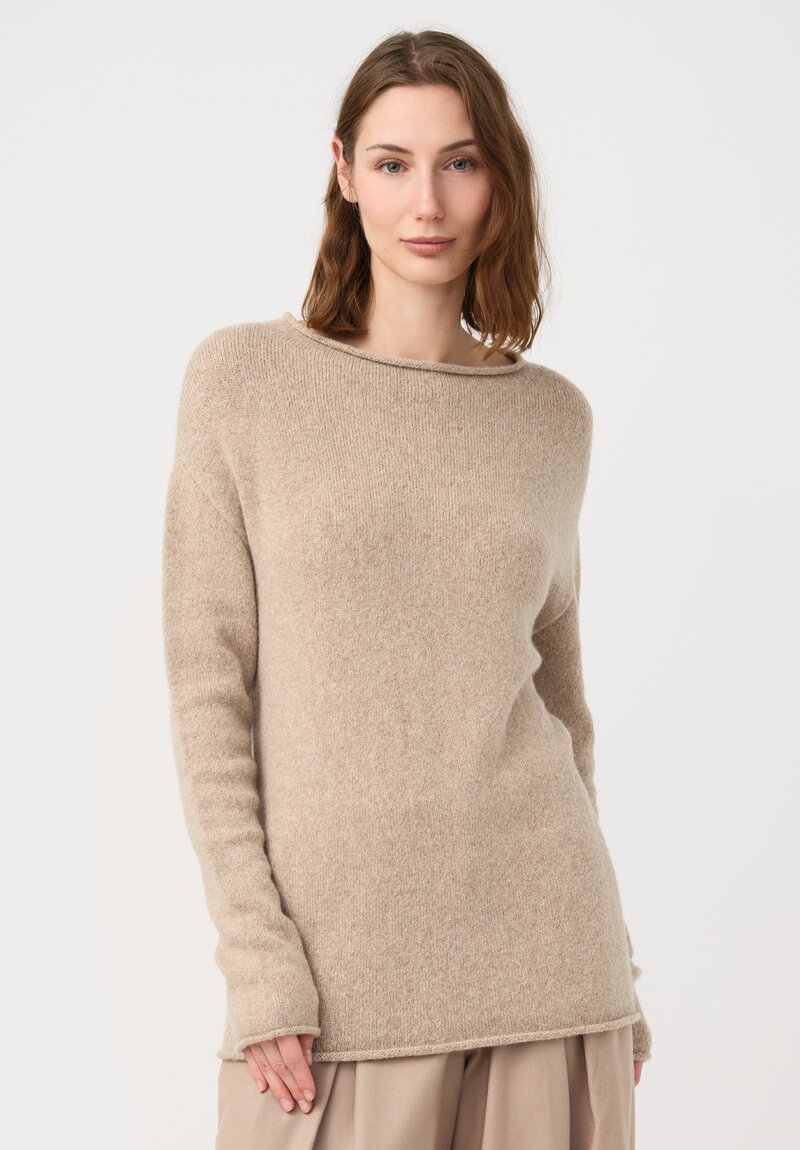 Lauren Manoogian Super Baby Alpaca Cashmere Rolled Edge Boatneck Sweater