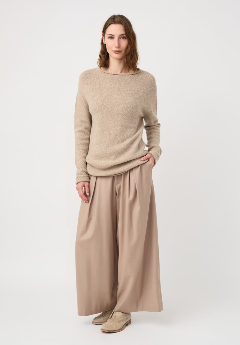 Lauren Manoogian Super Baby Alpaca Cashmere Rolled Edge Boatneck Sweater