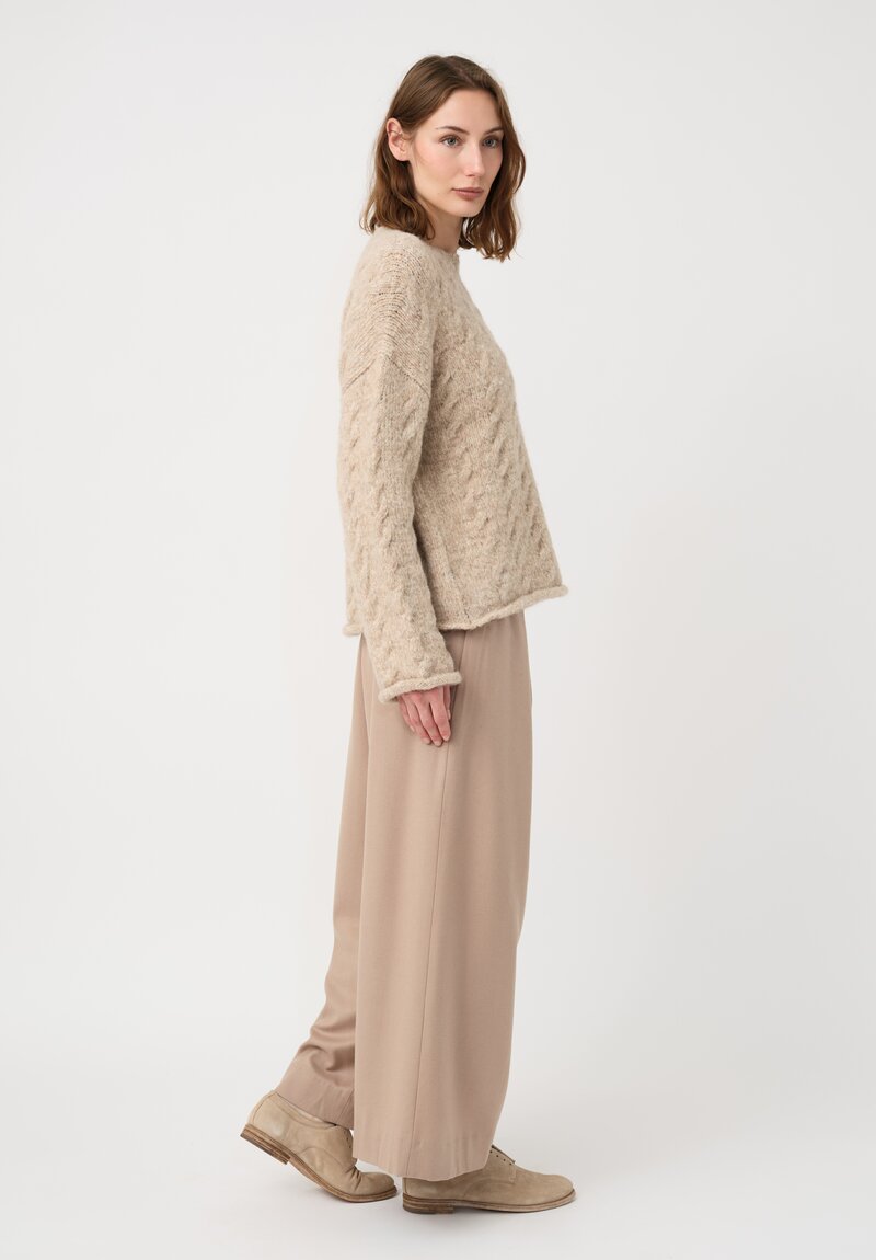 Lauren Manoogian Suri Alpaca Chunky Cable Knit Crew Neck Sweater