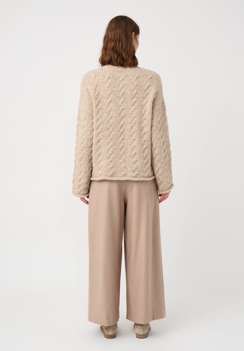 Lauren Manoogian Suri Alpaca Chunky Cable Knit Crew Neck Sweater