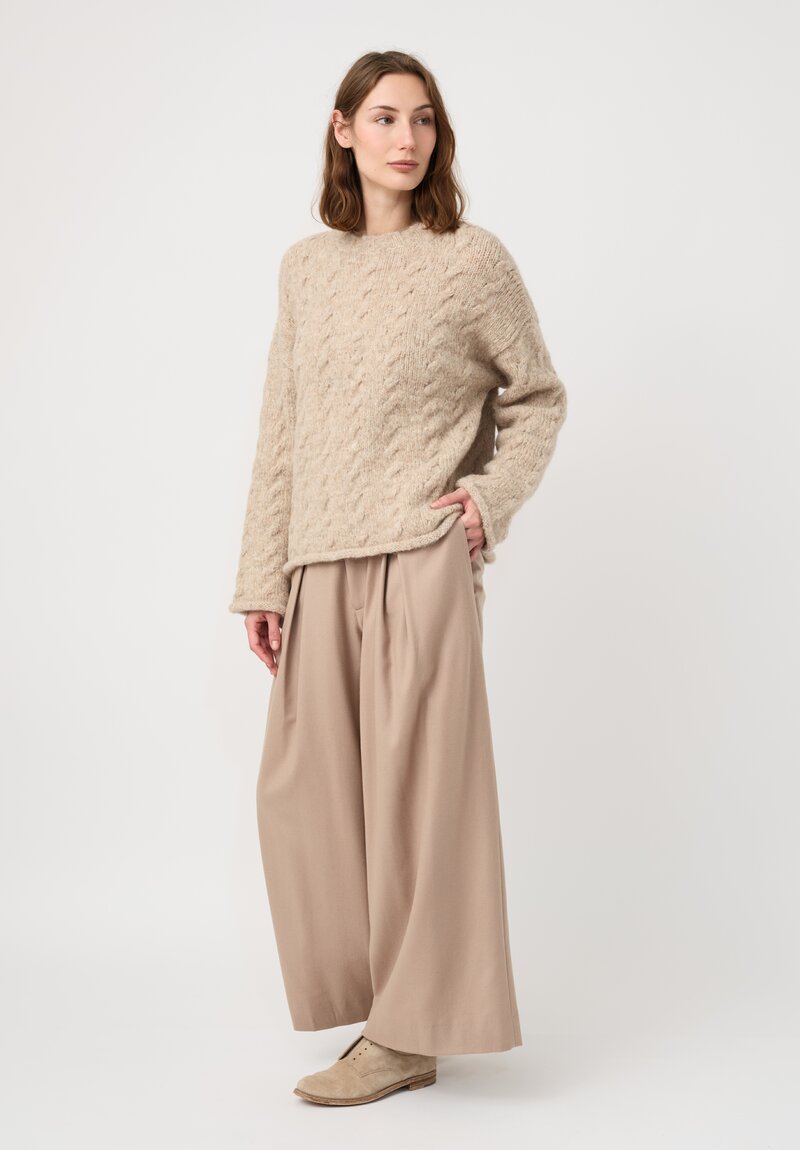 Lauren Manoogian Suri Alpaca Chunky Cable Knit Crew Neck Sweater
