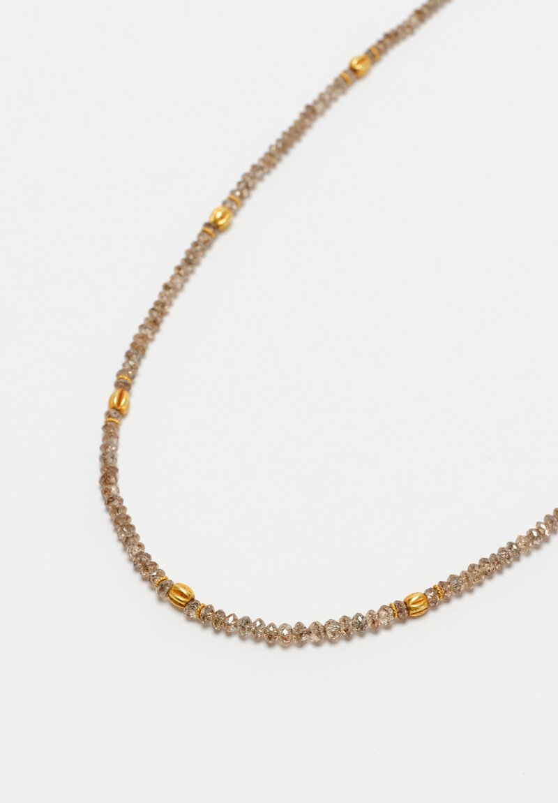 Greig Porter 18K Starburst Fluted Rounds & Champagne Diamond Beaded Necklace 17.5"