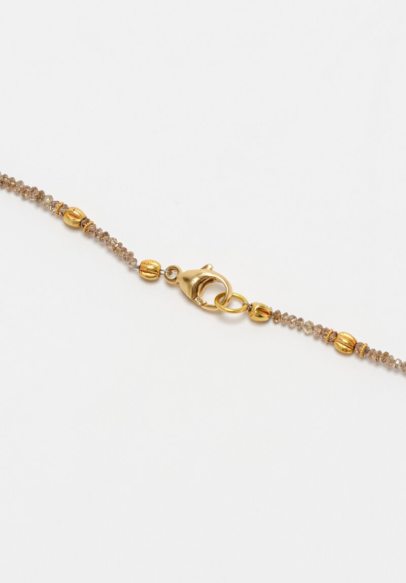 Greig Porter 18K Starburst Fluted Rounds & Champagne Diamond Beaded Necklace 17.5"