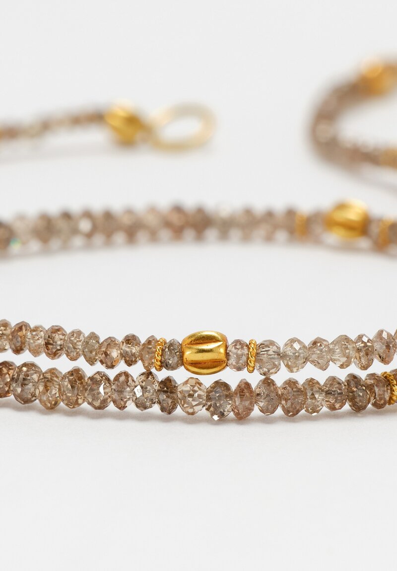 Greig Porter 18K Starburst Fluted Rounds & Champagne Diamond Beaded Necklace 17.5"