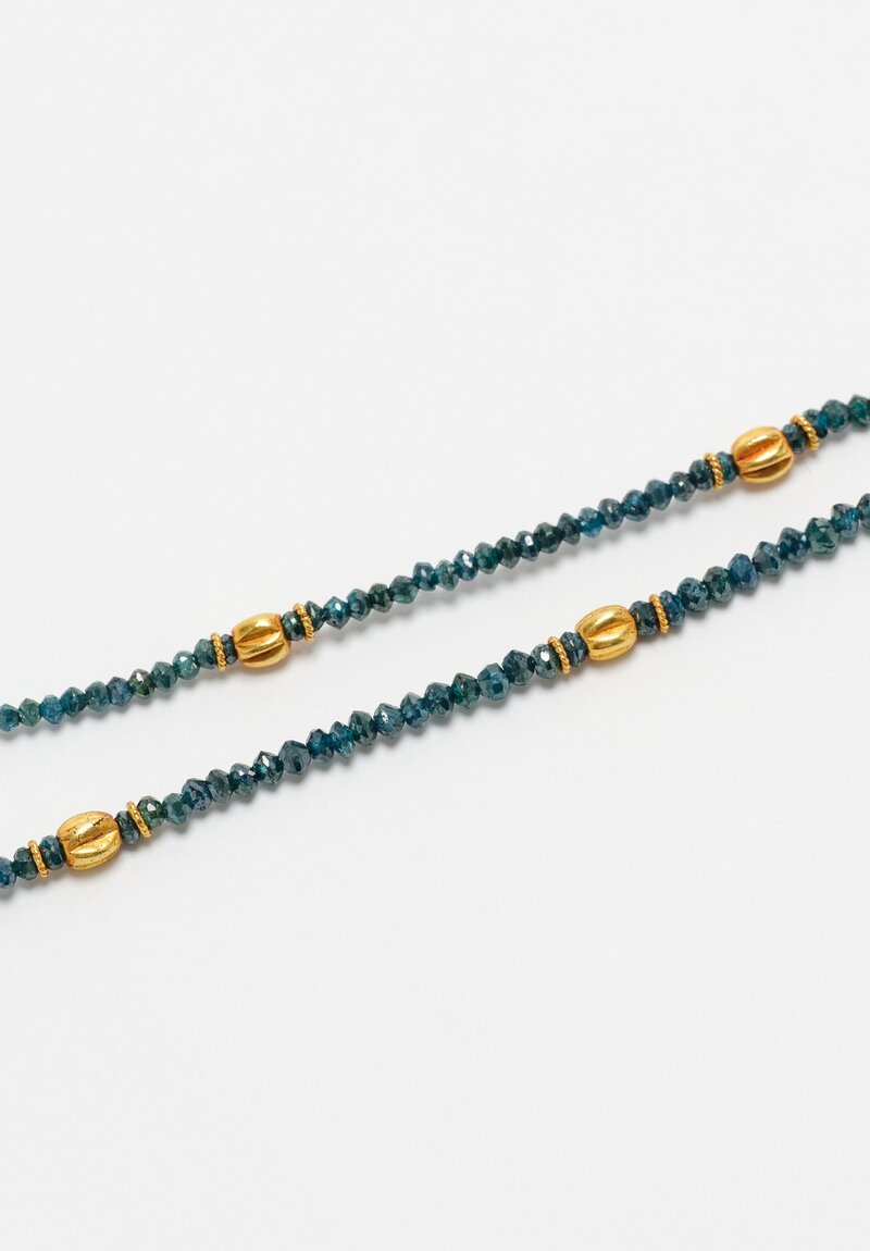 Greig Porter 18K Twist Crowned Fluted Rounds & Corundum Beaded Necklace 17.5"