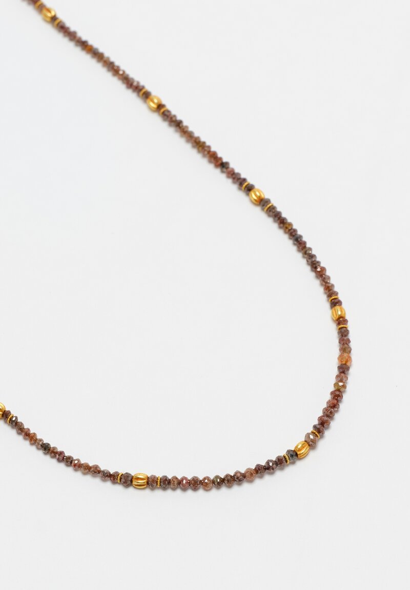 Greig Porter 18K Twist Crowned Fluted Rounds & Grey & Brown Diamond Beaded Necklace 17"