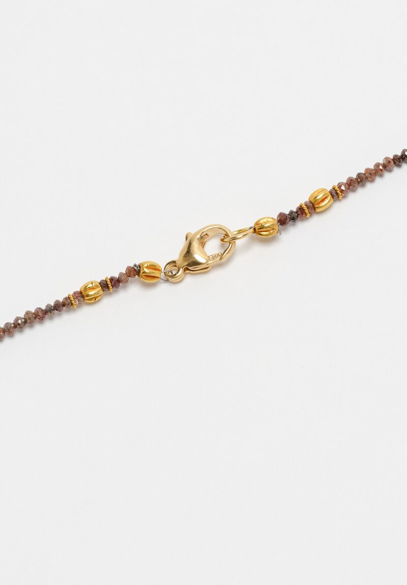 Greig Porter 18K Twist Crowned Fluted Rounds & Grey & Brown Diamond Beaded Necklace 17"